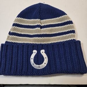 NFL Indianapolis Colts Basic Cuff Knit Hat In Blue, White And Grey Knit Beanie